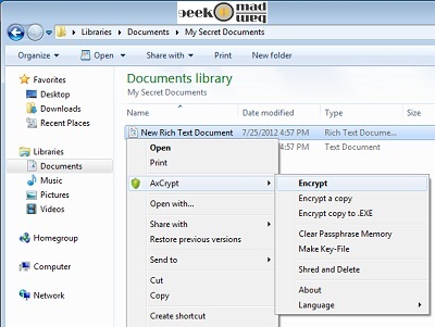 AxCrypt Encryption Tool