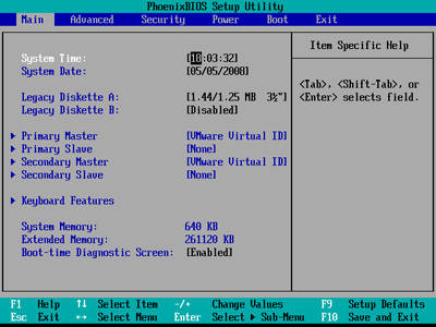 bios-utility-menu menu for BIOS utility
